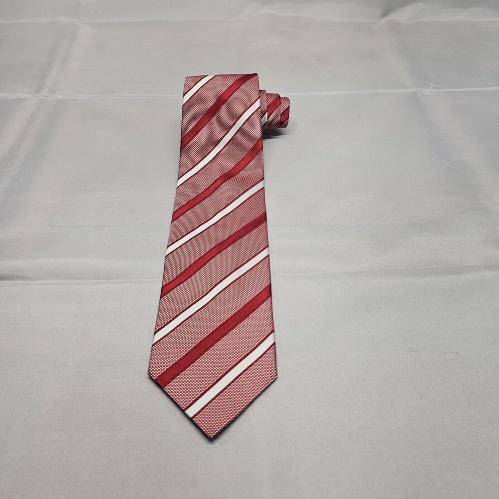 Bernini Mens Tie 57x3.5 Red Striped‎